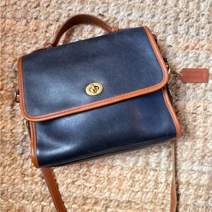 Vintage Coach Navy/Tabac Crossbody Bag